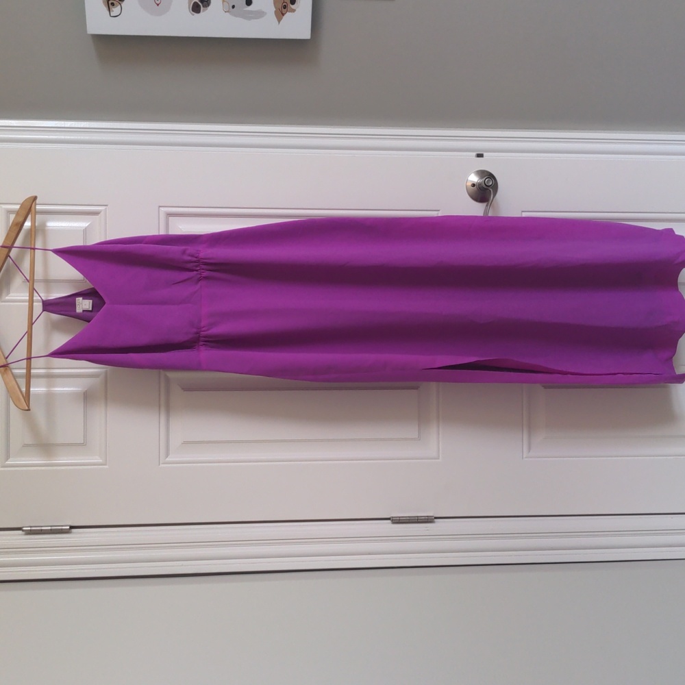 J. Crew Bright Purple Spaghetti-Strap Maxi Dress with Side Slit
